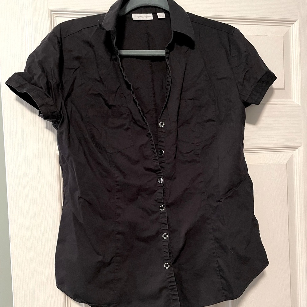 Button down cap sleeve top